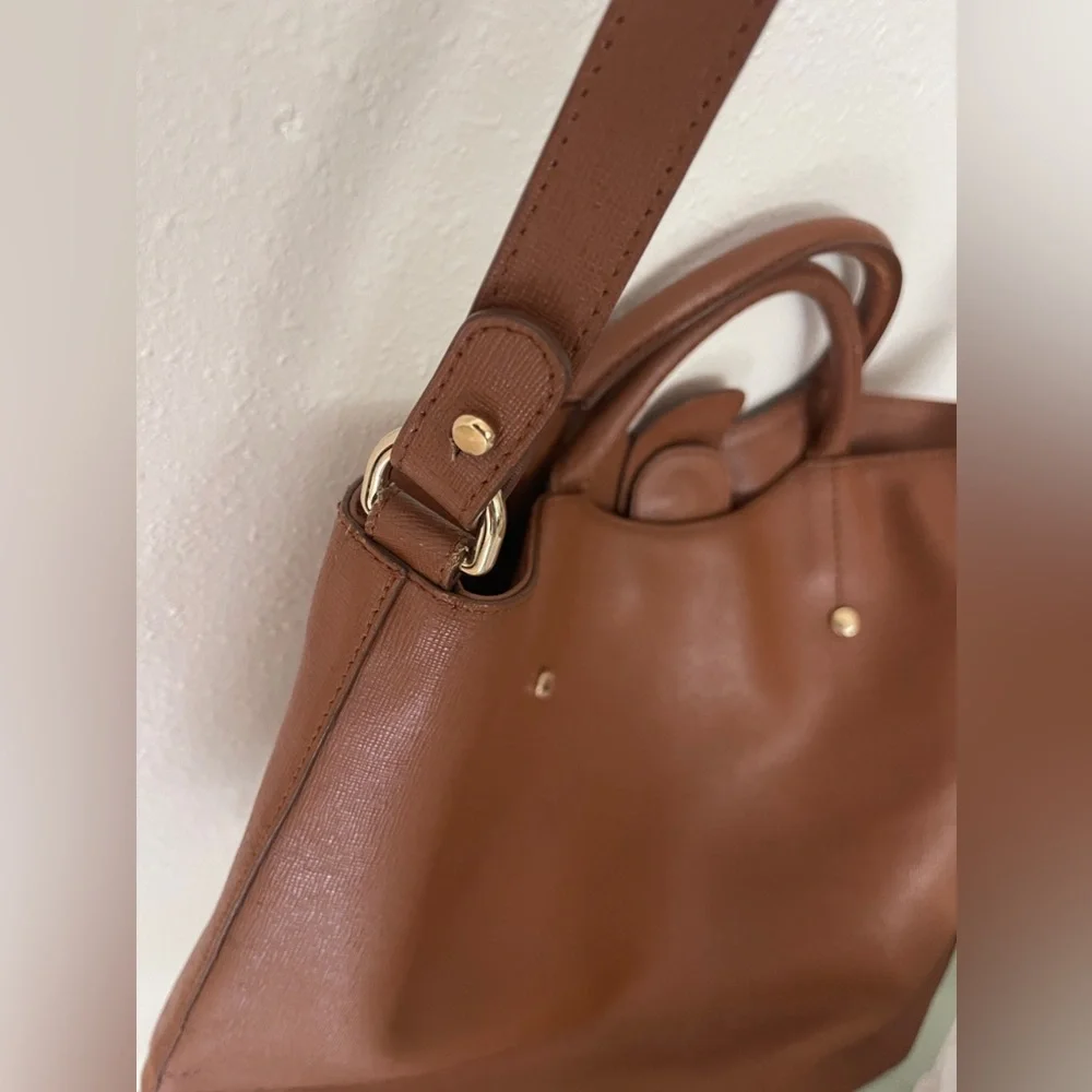 Furla 2 way bag brown leather crossbody purse large tote oversized designer - Picture 9 of 17